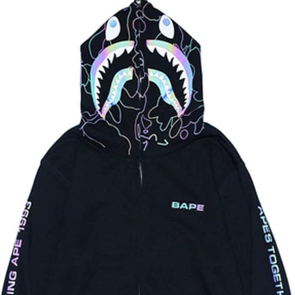 BAPE One Point Ape Head Shark Relaxed Fit Full Zip Hoodie (Size Large)